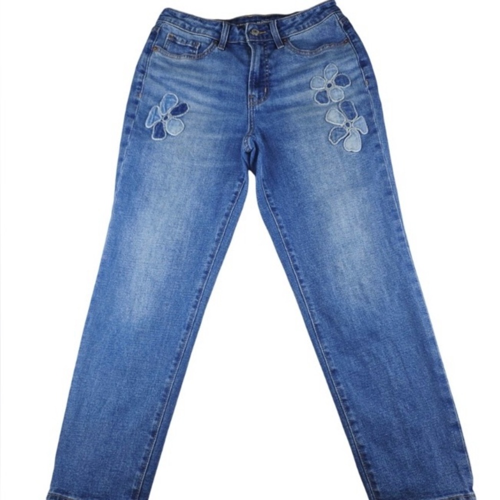 Old Navy Blue Floral Embroidered Jeans